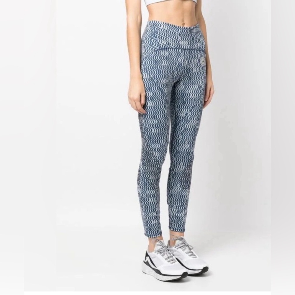 Adidas by Stella McCartney TruePace Blue White Abstract-Print Running Legging XS